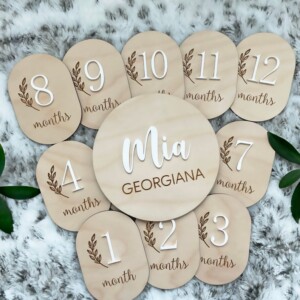 Personalized baby milestone discs for photography
