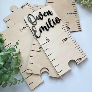Custom kids growth chart ruler with raised acrylic name