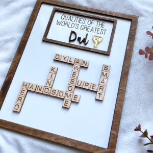 Personalized dad scrabble sign with engraved name