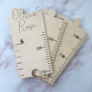 Personalized wooden growth chart for nursery wall décor