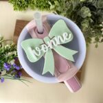 Personalized Stanley Cup Bow Tumbler Topper – Custom Name