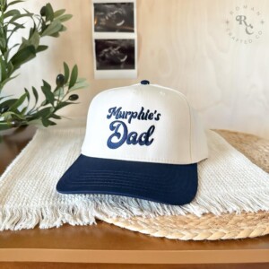 Personalized dad hat showing embroidery thread colors