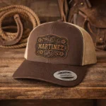 Personalized Cowboy Buckle Patch Trucker Hat with Engraved Name
